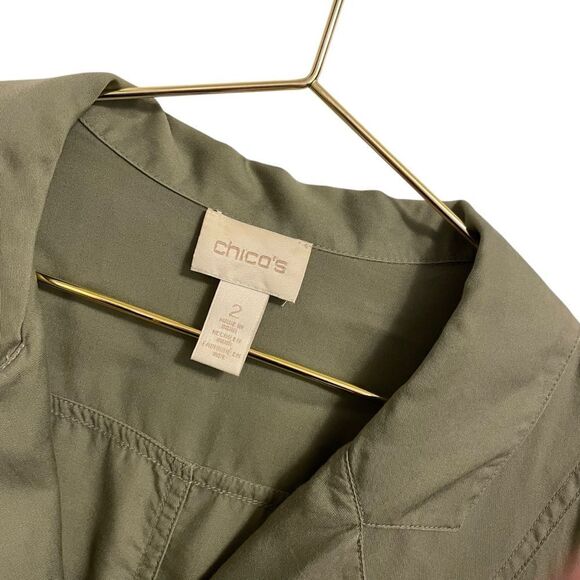 Chico's Embellished Military Inspired Artisan Utility Jacket Size 2 or MED - Picture 3 of 8